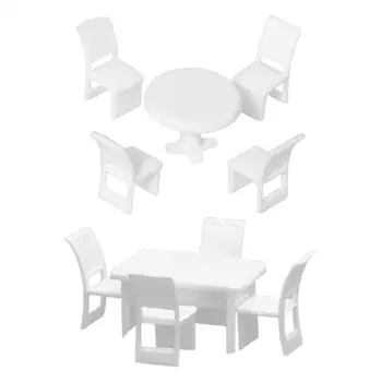 1/50 Mini Stôl so Stoličkami Budovy Model Súpravy Diorama Rozloženie pre Rozloženie Micro Krajina Piesku Tabuľka Príslušenstva Dekorácie
