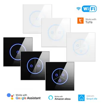 10A WIFI Tuya Smart Switch EÚ 1/2/3Gang Light Switch Alexa Domovská stránka Google Voice Control Sklenený Panel Dotykový Snímač Prepínač Inteligentný Život
