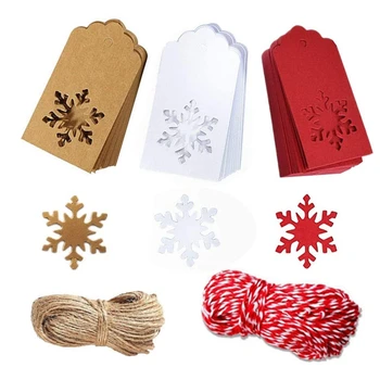 150 Ks Papier Značky Kraft Vianočné Značky Zavesiť Štítky Vianočný Stromček Snowflake Dizajn Pre Vianočný Darček DIY Arts, Remeslá
