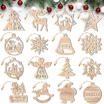 16 7 cm Vianočné Dekorácie, Závesné Snowflake Drevené Kusy Vianočné Dodávky 1 Ks Každého