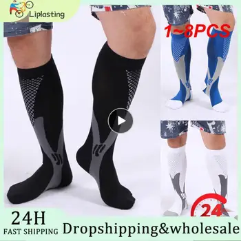 1~8PCS Beh Muži Ženy Kompresné Ponožky Pre Futbal Proti Únave, Bolesti 20-30 Mmhg Black Kompresné Ponožky, vhodné Pre