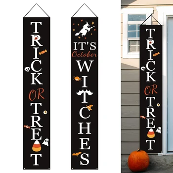 2 ks Pozadia Zábavné DIY Dovolenku Strany Krytý Vonkajší Bar Oslavuje Halloween Banner Veľké Entryway Domova Dvere Prihlásiť Dvore