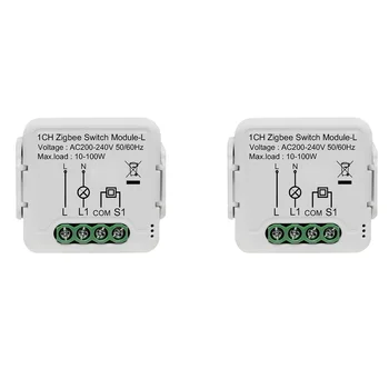 2 ks Tuya ZigBee 3.0 Smart Light Switch Modul Č Neutrálny Vodič Požadovaných Prác s pre Alexa Google Domov 1 Gang