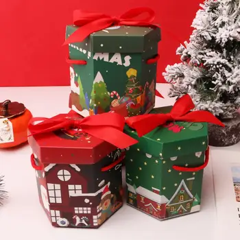 2 ks Vianočný Darček Box s Prenosné Lano Slávnostné Cukrovinky, Sušienky Cookie Vianočné Darčekové Papierové Krabice Veselé Vianoce navidad 2023