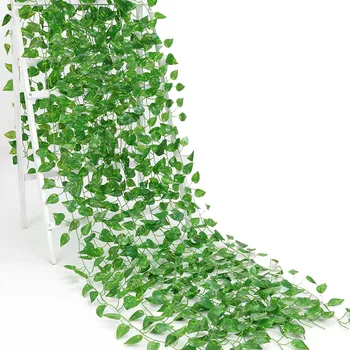 210 cm Umelé Visí Vianočné Girlandy Rastliny, Listy Viniča Zelený Hodváb Vonkajšie Domov Svadobné Party Kúpeľňa Záhradné Dekorácie