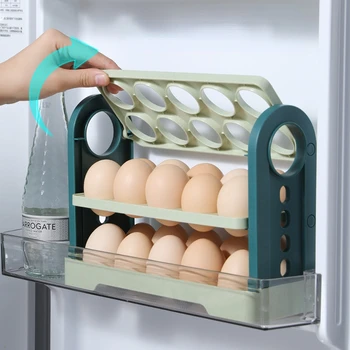 30 Grid Vajcia Úložný Box Rotujúce Chladnička Vajcia Držiteľ Prípade Chladnička úsporné Vajcia Organizátor Kontajner Kuchyni Stôl Organizátor