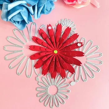 3D kvetinová výzdoba die Rezanie Kovov Zomrie DIY Zápisník Papier Karty Razba Plavidlá vysekávané ručné remeslo
