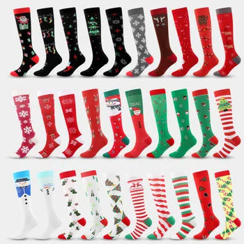 40 Farba Vianočné Tlak Teľa Ponožky pre Mužov a Ženy Halloween Športy, Futbal, Rýchle sušenie Cyklistické Milovníkov Šťastný Nový Rok