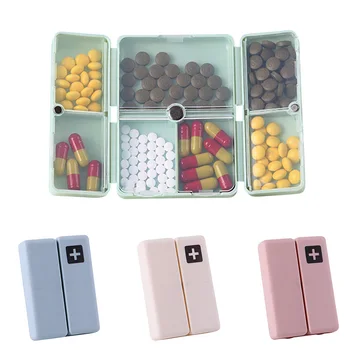 7 Mriežky Tabletky Organizátor Prestane Plastové Cestovné Pilulku Box s Magnetom pre pešiu Turistiku, Camping Prenosné Tablety Skladovanie Nádoba