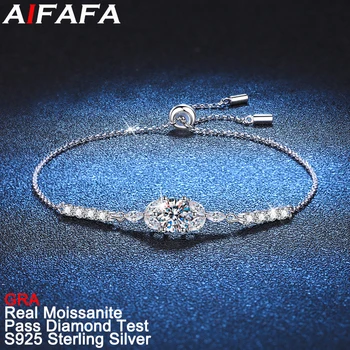 AIFAFA 1 Karát Real D Farba Moissanite Kúzlo Náramky pre Ženy S925 Mincový Striebro Iskru Lab Pestuje Diamond Jemné Šperky