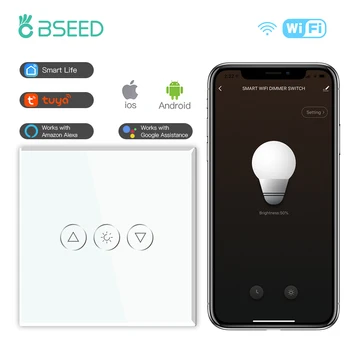 BSEED WIFI Dimmer Prepínač Smart LED Stmievateľné Svetlo Prepínače Modré Podsvietenie Sklenený Panel Google Tuya Inteligentný Život Ovládanie Hlasom