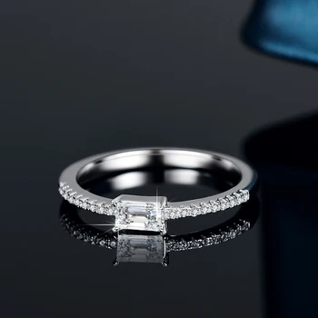 Doprava Zadarmo Moissanite Krúžok Emerald Rez Večný 925 Podiel Krúžky Originálny Certifikovaný Luxusný Kvalitné Šperky Prstene Pre Ženy