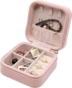ENXIDENG Mini Travel Velvet Šperky Box Organizér Šperkov pre Ženy a Dievčatá Prenosné Šperky Box na Krúžky a Náhrdelník