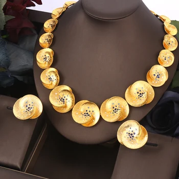 JanekellyNew Módne Tyrkysové SAE Dubai Svadobné Šperky Set Pre Ženy, Svadobné Party Nigérijský Afriky Náhrdelníky Náušnice Nastaviť