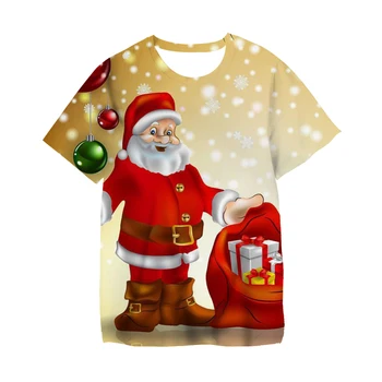 Kawaii Vianočné Tshirts 3D Tlač Santa Claus SnowmanT Tričko Fashion Deti Bežné Chlapci Dievčatá Unisex Kolo Krku Tričko Topy