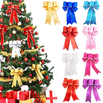 Lesk Vianočné Luky Ozdoby Na Vianočné Stromčeky Veľké Bowknot Veniec Páse S Nástrojmi Luky Vianočné Party Dekorácie Pre Domov Dary