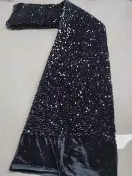 Luxusné francúzske oka textílie, čipky black 3D sequin velvet textílie 2023 Vysoko kvalitnej čipky Afriky čipky textílie svadobné šaty