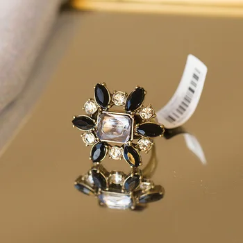 Luxusné Lesklé Crystal Zirkón Geometrické Námestie Kolo Kvet Duté Prstene Pre Ženy, Svadobné Dary Vintage Naj Príslušenstvo Šperky