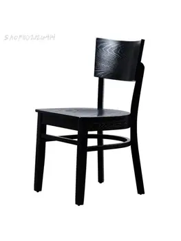Moderný minimalistický black masívneho dreva jedálenské stoličky Nordic domov reštaurácia späť stoličky high-end hotel cafe popola