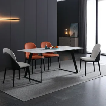 Moderný minimalistický hardvéru jedálenský stôl domov minimalistický obdĺžnikový rock tanier jedálenský stôl a stoličky zmes