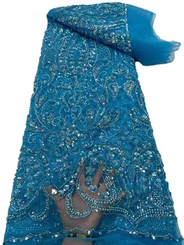 Móda nádherné perličiek trubice flitrami oka čipky, výšivky, high-end a módne luxusné svadobné šaty textílie 5 metrov