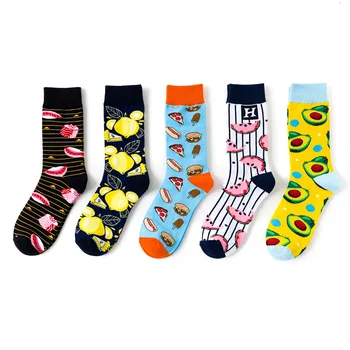 Nové Módne Značky Creative Bavlnené Ponožky Módne Gurmán Hamburger, Pizza Cartoon Mužov a Žien Pár Príliv Ponožky Ponožky