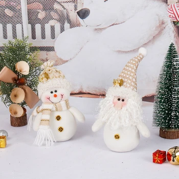 Pekné Vianoce Látkové Bábiky Biele Zlato Snehuliak Santa Claus Kawaii Vysokej Kvality Roztomilá Bábika Ozdoby Vianočné Dekorácie