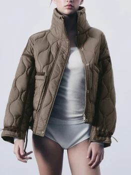 Pocket Dizajn Bavlny Coats Pre Ženy Stojí Golier na Zips Parkas dámske Dlhý Rukáv Topy Streetwear Módy Žena Bundy