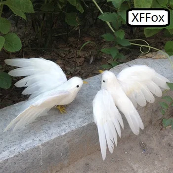 pár reálnom živote krídla holub model pena&perie biele malé dove vták o 12x15cm xf0074