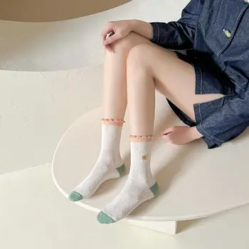 Roztomilý Letné Kvetina Tlače Japonský Creative Móde Farbou Krátke Pančuchový Tovar Ženy Ponožky Bavlna Oka Ponožky