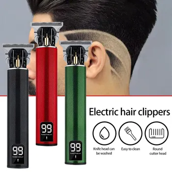 Ročníka-T9 Elektrický Sušič na Rezanie Stroj LCD Hair Clipper Profesionálne Mužov Nabíjateľný Holiaci strojček Holič Zastrihávač pre Mužov