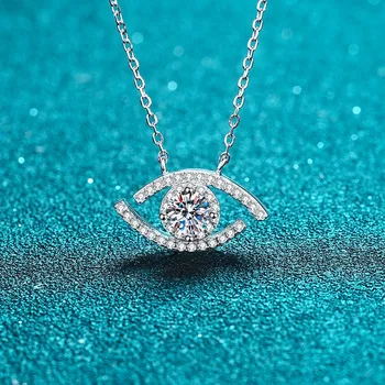 S925 Mincový striebro kórejský módne žena Instagram prívesok doplnok Devil ' s Eye Moissanite náhrdelník Šperky darček