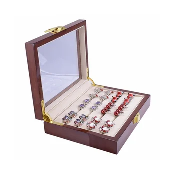 Sklenené Okno pre Mužov Maľovaných Drevených Zber Display Box Úložný 12Pairs Kapacita Prstene, Šperky Box