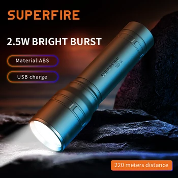 SuperFire S33-Malý led blesk trvácne nabíjateľné lampy, Mini baterka výchovy k demokratickému občianstvu baterky pre Kempovanie Lov Svietidla