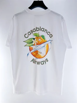Top Kvalita
 Lietadlo Logo Casablanca T-Shirt Muži Ženy Najvyššej Kvality Bežné Tričko Čierne Biele Krátky Rukáv Skateboard