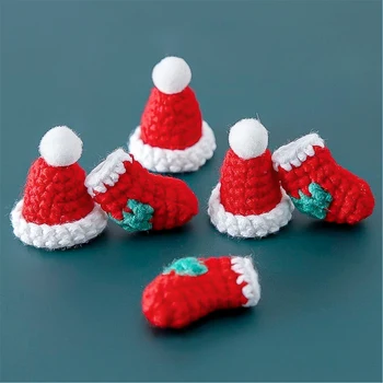 Umelé Háčkované Mini Vianočné Hat A Ponožky Diy Keychain Ručné Svadby, Narodeniny Dekorácie Príslušenstvo Domácej Party Decor