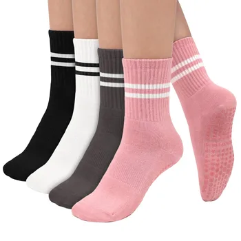 Unisex Bavlnené Ponožky Priedušná Pre Ženy Jeseň A Zimu Uprostred Trubice Polovici Teľa Prekladané kórejský Osadenie Jogy Non-Slip Ponožky 4ps