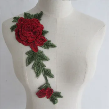 Veľkoobchodný predaj 1-10 kusov polyester jeden kvet, farebné výšivky DIY šitie, vyšívanie dekoratívne odevné doplnky