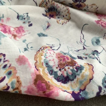 Vysoko kvalitný ľahký jemný počítať priadze, ľanové plátno bavlnené tkaniny Atrament Iris Kvet tissu šaty šaty, nohavice, košele tela
