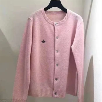 Vyšívané okolo krku pevný farebný sveter pre dámske zimné oblečenie vysokej luxusné blúzky, jeseň/zima 100% vlna cardigan
