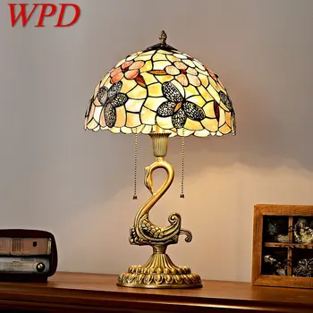 WPD Moderné Mosadz Swan, stolná Lampa LED Európskej Luxusné Shell Dekor Retro Medi Stôl Svetlo pre Domáce Obývacia Izba, Spálňa
