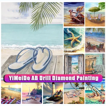 YiMeido Zips, Taška AB Diamond Maľovanie Seabeach Plný Vrták Drahokamu 5d Mozaiky Krajiny Diamond Výšivky Obraz Domova