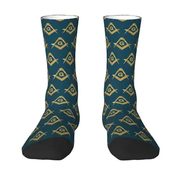 Zlato Freemason Logo Šaty Ponožky pánske, dámske Teplej Módy Novinka Slobodomurárstva Mason Posádky Ponožky