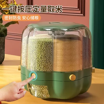 Zrná ryže barel samostatné úložný box Artefakt potravín rotačné nádrž potravín-stupeň domácnosti bean nádrž