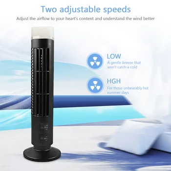 Zvislá Elektrický Ventilátor 3W Tower Chladič Vzduchu Bladeless Svetlo s USB Plug-in Alebo Batériou Napájaný 2-rýchlosti pre Domáce Kancelárie