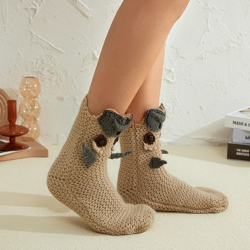 2023 Ženy, Mužov Zimné Jeseň Bežné Ponožky Roztomilý Zvierat Štýle Patchwork Protišmyková Podlaha Ponožky