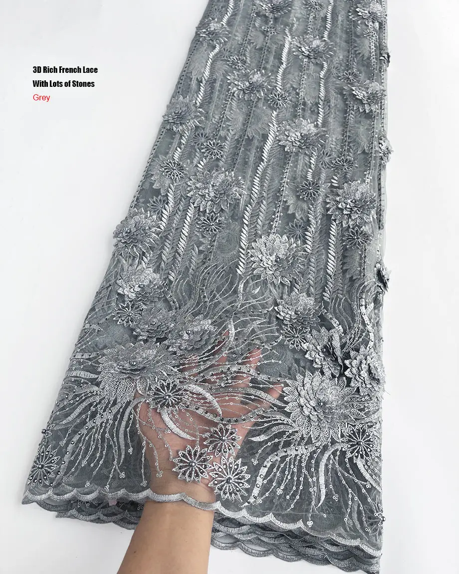 3D Bohaté Čipky a Tylu Svadobné Oka Handričkou Vysoký Stupeň Afriky francúzsky Textílie s Appliques Silné Jasné Kamene Flitrami