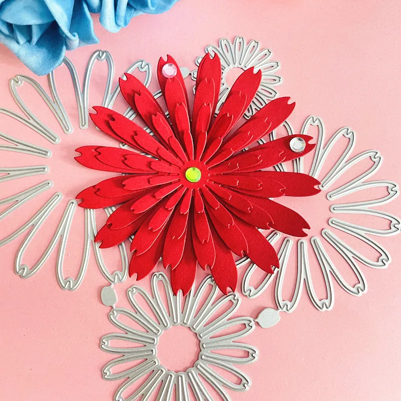 3D kvetinová výzdoba die Rezanie Kovov Zomrie DIY Zápisník Papier Karty Razba Plavidlá vysekávané ručné remeslo