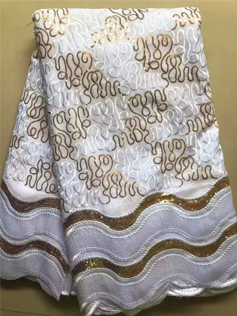 5 dvore Švajčiarskej čipky textílie ťažké vyšívanie korálkami sequin Afriky bavlnené tkaniny Swiss voile čipky populárne Dubaj štýl WD06291