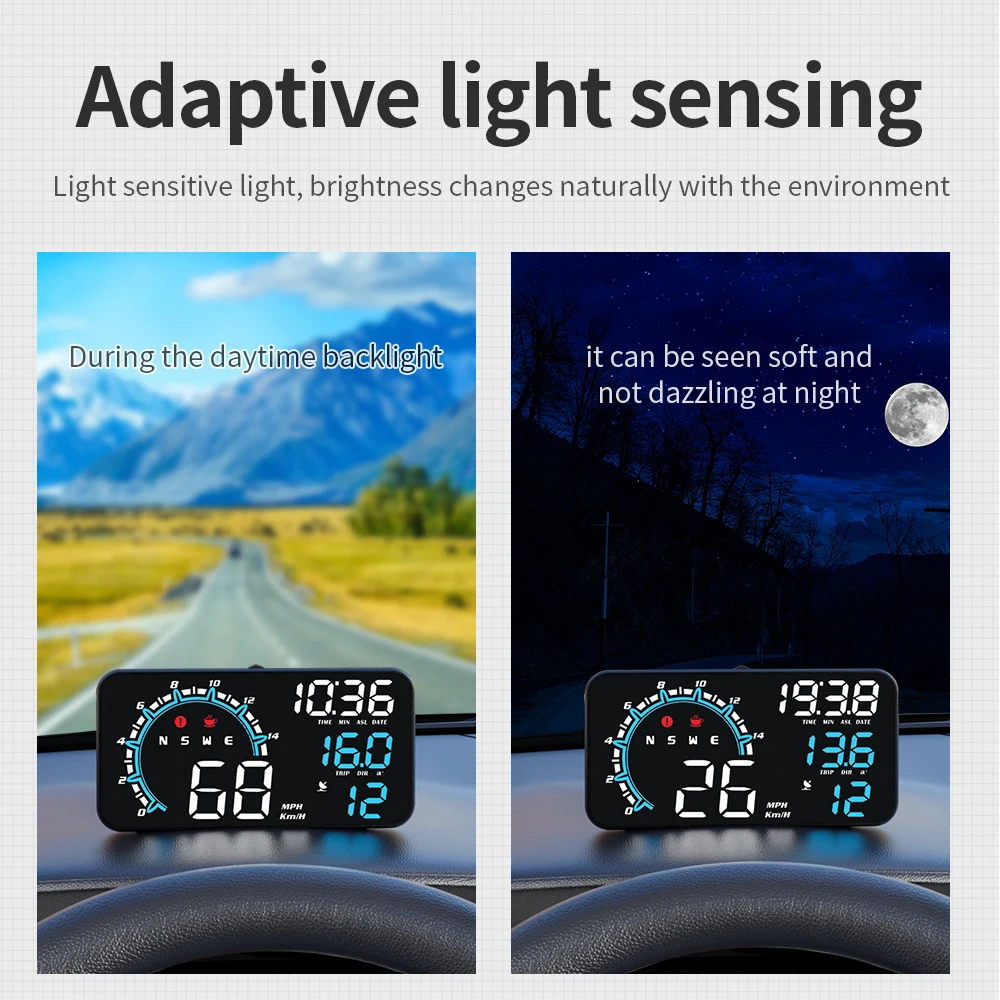 Auto HUD GPS Auto Hlavu Hore LED Displej Rýchlomer počítadlo kilometrov Čelné sklo Projektor prekročenia rýchlosti Únava Jazdy Alarm Pre Univerzálnu Auto